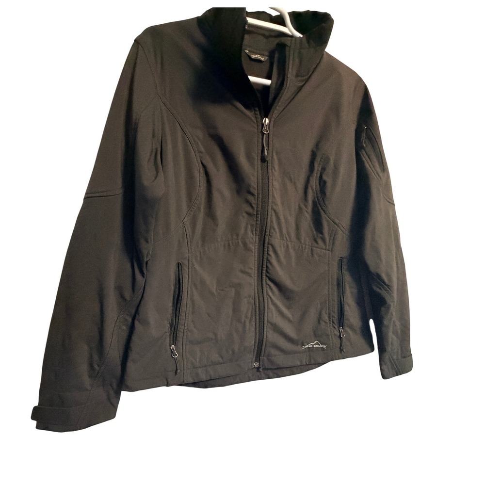 Eddie Bauer Womens Black Softshell Fleece Lined Full Zip Jacket Outdoor Active - Picture 4 of 7